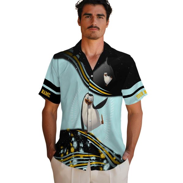 Personalized Penguin Abstract Waves Hawaiian Shirt High quality