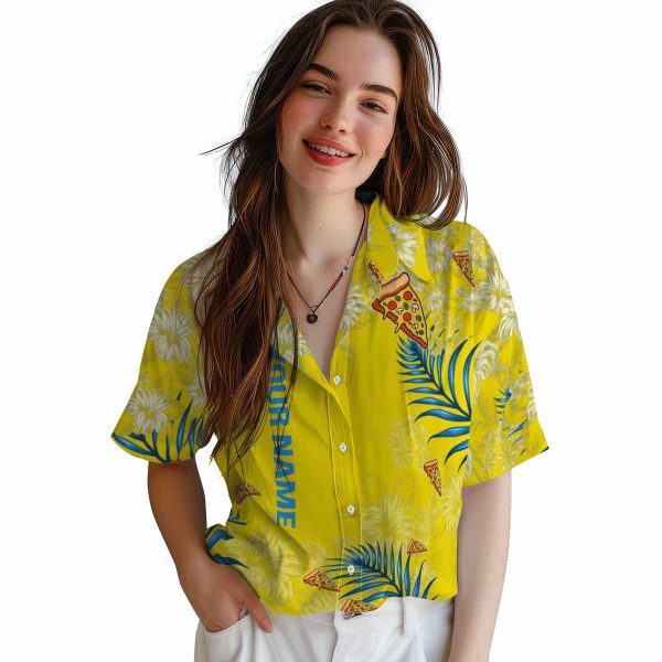 Personalized Pizza Hibiscus Print Hawaiian Shirt Trendy