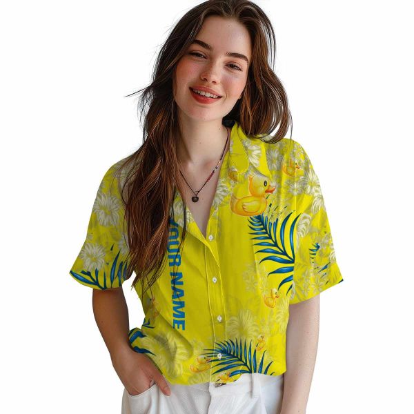 Personalized Rubber Duck Hibiscus Print Hawaiian Shirt Trendy