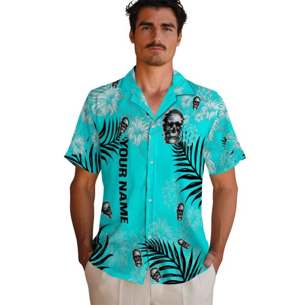 Personalized Skull Hibiscus Print Hawaiian Shirt High quality