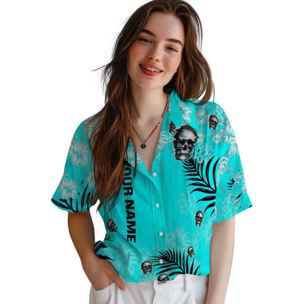 Personalized Skull Hibiscus Print Hawaiian Shirt Trendy