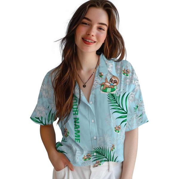 Personalized Sloth Hibiscus Print Hawaiian Shirt Trendy