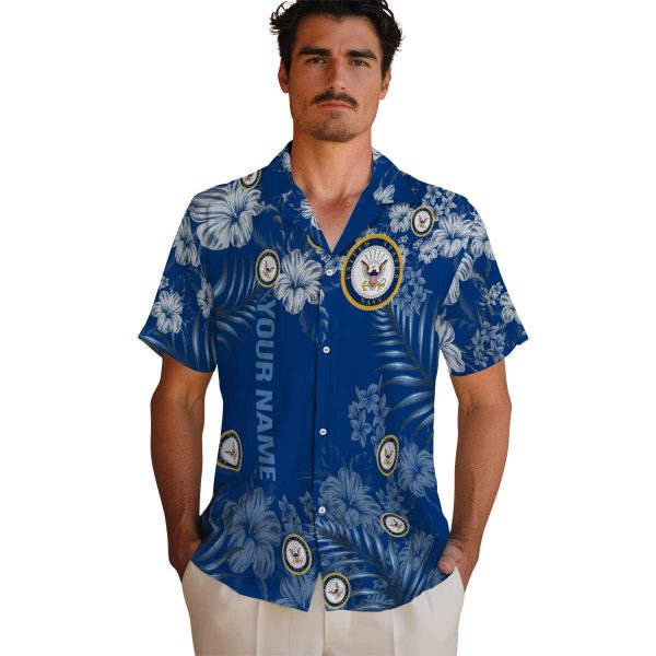 Personalized US Navy Hibiscus Print Hawaiian Shirt High quality