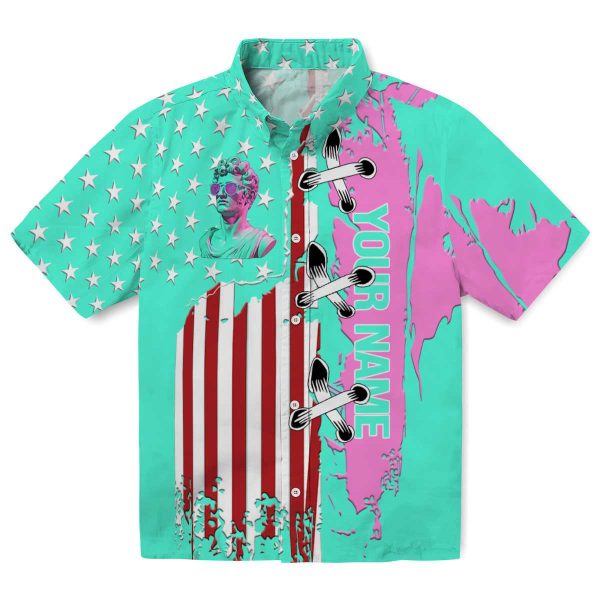 Personalized Vaporwave Stitched Flag Hawaiian Shirt Best selling