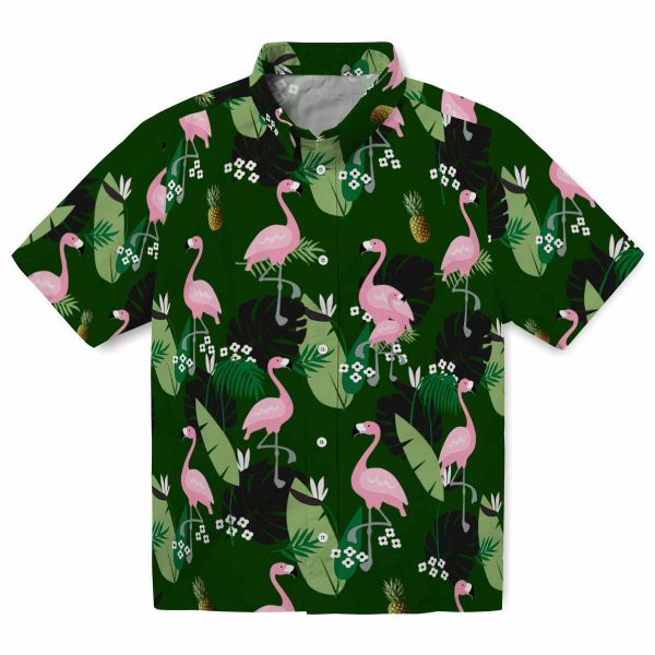 Pineapple Flamingo Leaf Motif Hawaiian Shirt Best selling