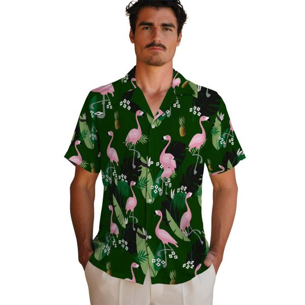 Pineapple Flamingo Leaf Motif Hawaiian Shirt High quality