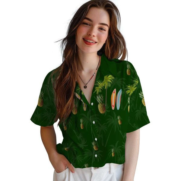 Pineapple Surfboard Palm Hawaiian Shirt Trendy