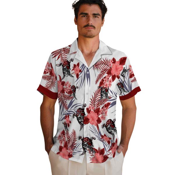 Pirate Patriotic Hibiscus Design Hawaiian Shirt High quality