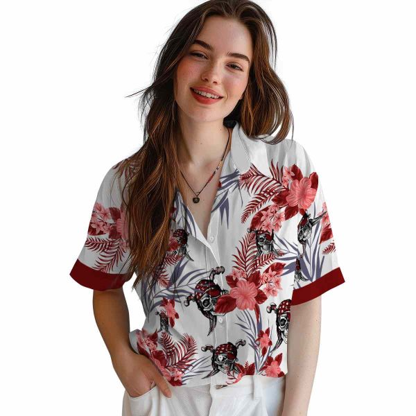 Pirate Patriotic Hibiscus Design Hawaiian Shirt Trendy