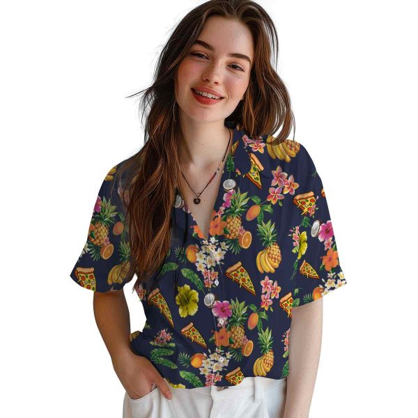 Pizza Hibiscus And Fruit Hawaiian Shirt Trendy