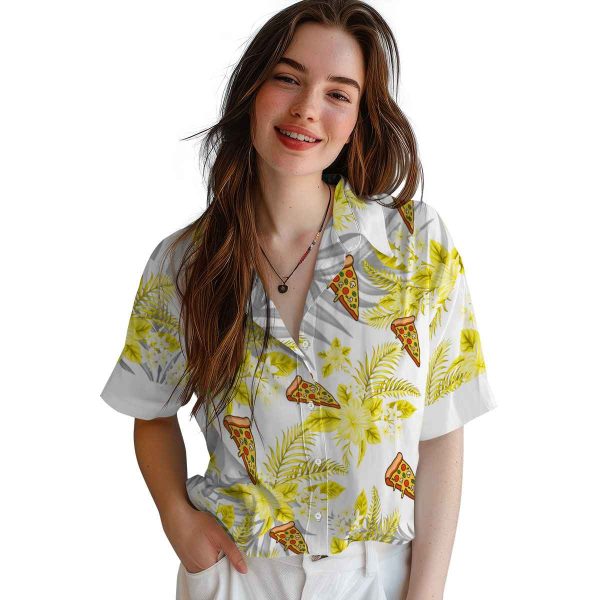 Pizza Hibiscus Palm Leaves Hawaiian Shirt Trendy