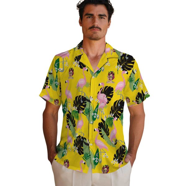 Pop Flamingo Leaf Motif Hawaiian Shirt High quality