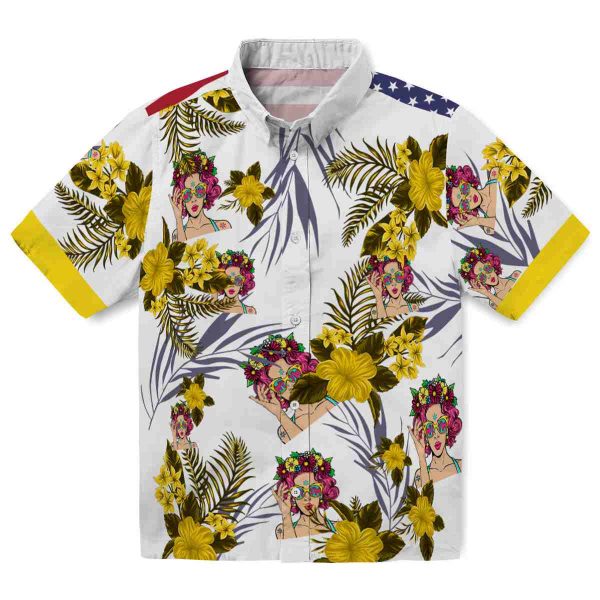 Pop Patriotic Hibiscus Design Hawaiian Shirt Best selling