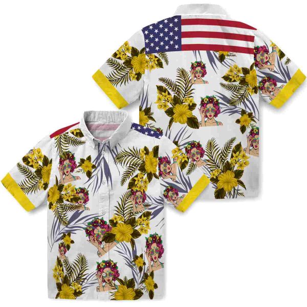 Pop Patriotic Hibiscus Design Hawaiian Shirt Latest Model