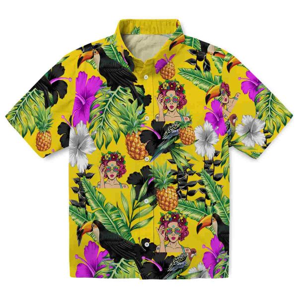 Pop Toucan Hibiscus Pineapple Hawaiian Shirt Best selling