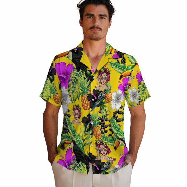 Pop Toucan Hibiscus Pineapple Hawaiian Shirt High quality