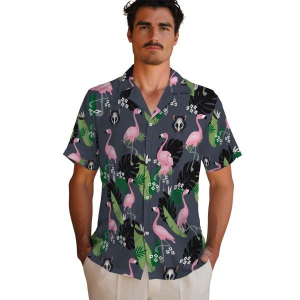 Possum Flamingo Leaf Motif Hawaiian Shirt High quality