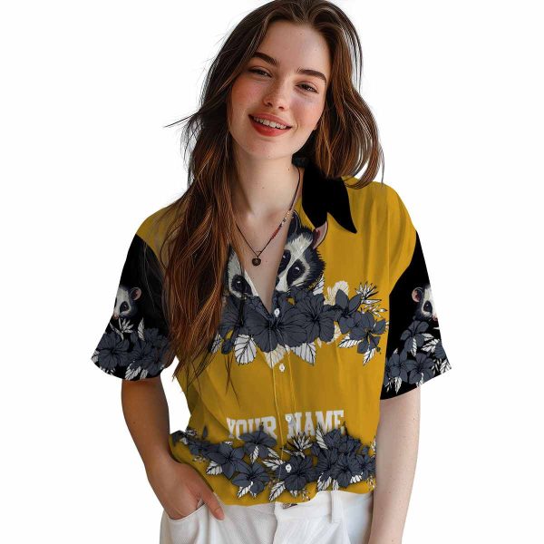 Possum Hibiscus Stripe Hawaiian Shirt Trendy