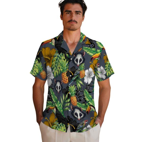 Possum Toucan Hibiscus Pineapple Hawaiian Shirt High quality