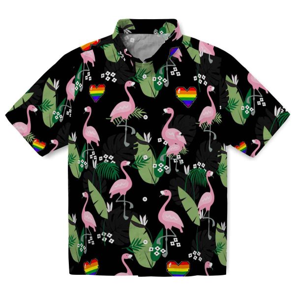 Pride Flamingo Leaf Motif Hawaiian Shirt Best selling