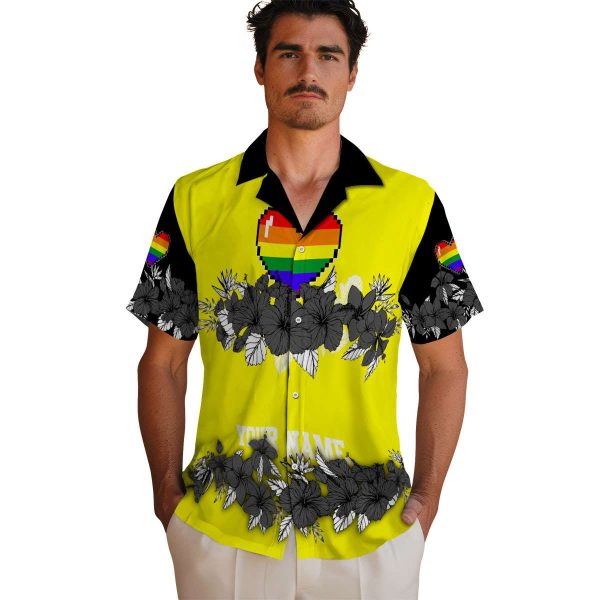 Pride Hibiscus Stripe Hawaiian Shirt High quality