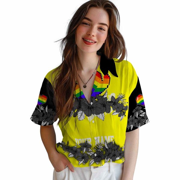 Pride Hibiscus Stripe Hawaiian Shirt Trendy