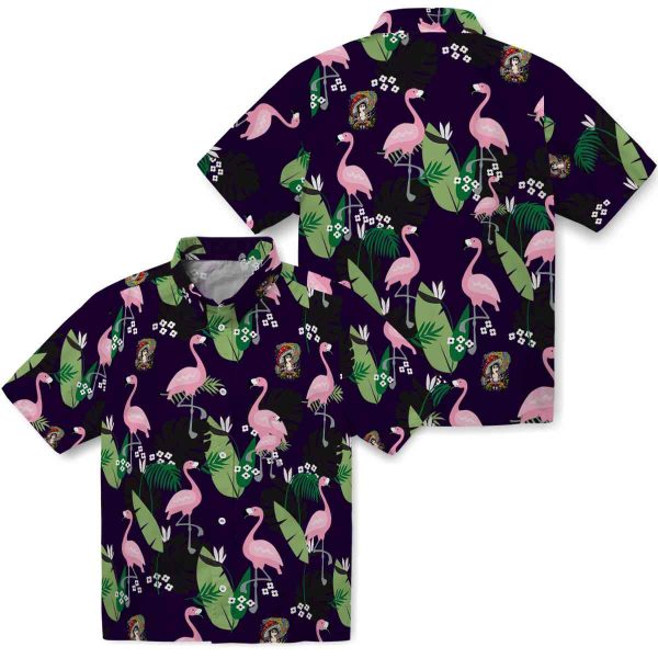 Psychedelic Flamingo Leaf Motif Hawaiian Shirt Latest Model