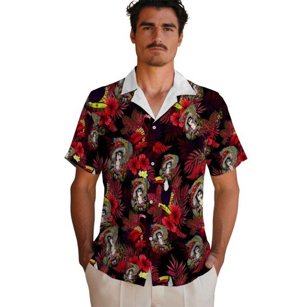 Psychedelic Floral Toucan Hawaiian Shirt High quality