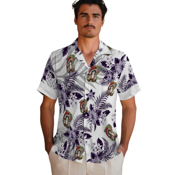 Psychedelic Hibiscus Palm Leaves Hawaiian Shirt High quality