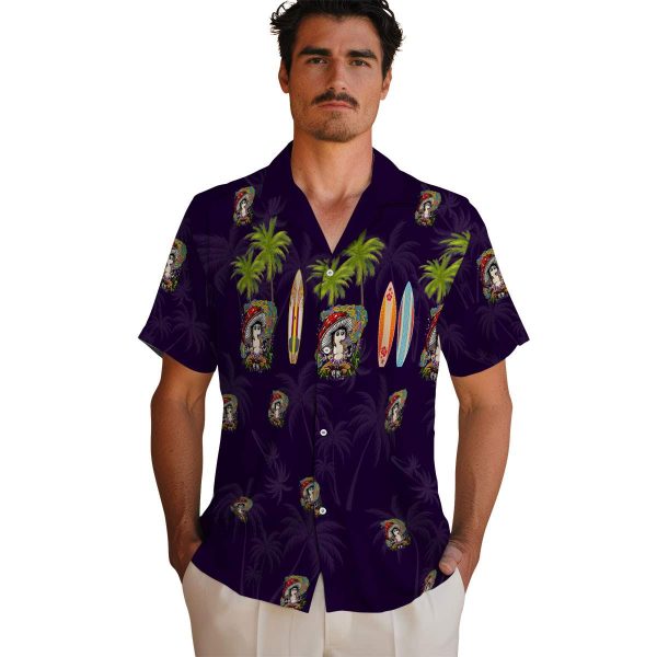 Psychedelic Surfboard Palm Hawaiian Shirt High quality