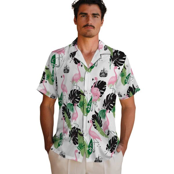 Puritan Flamingo Leaf Motif Hawaiian Shirt High quality