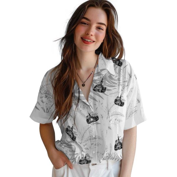 Puritan Hibiscus Palm Leaves Hawaiian Shirt Trendy