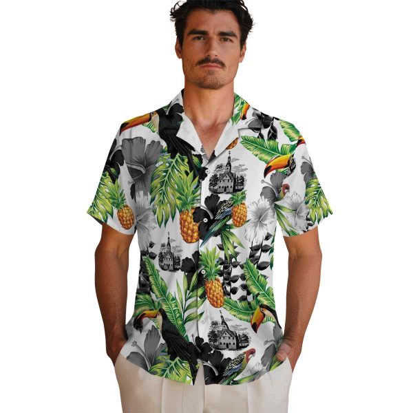 Puritan Toucan Hibiscus Pineapple Hawaiian Shirt High quality