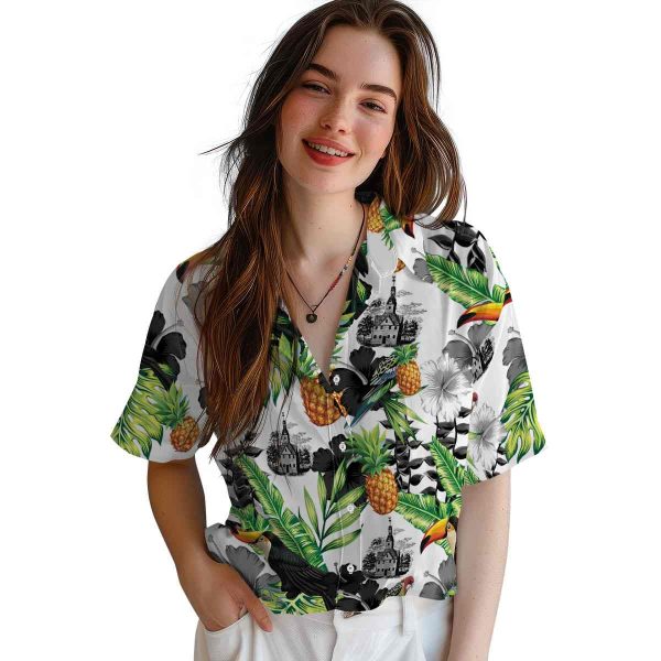 Puritan Toucan Hibiscus Pineapple Hawaiian Shirt Trendy