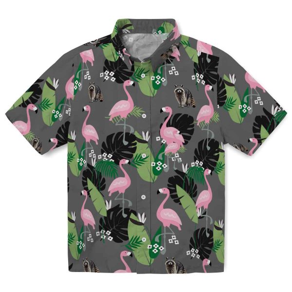 Raccoon Flamingo Leaf Motif Hawaiian Shirt Best selling