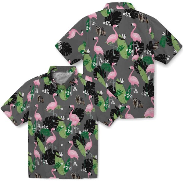 Raccoon Flamingo Leaf Motif Hawaiian Shirt Latest Model