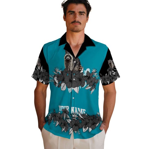 Raccoon Hibiscus Stripe Hawaiian Shirt High quality