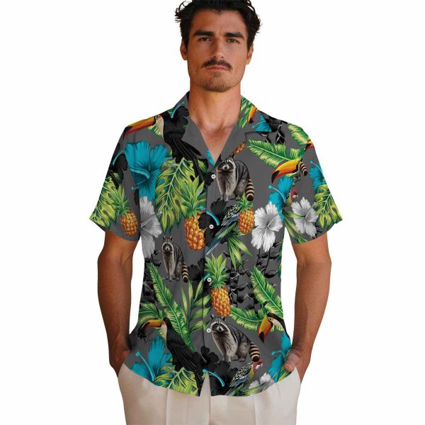 Raccoon Toucan Hibiscus Pineapple Hawaiian Shirt High quality