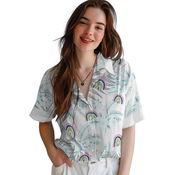 Rainbow Hibiscus Palm Leaves Hawaiian Shirt Trendy