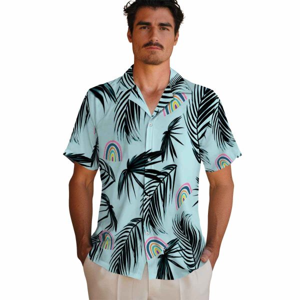 Rainbow Palm Leaf Hawaiian Shirt High quality