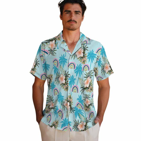 Rainbow Palm Tree Flower Hawaiian Shirt High quality