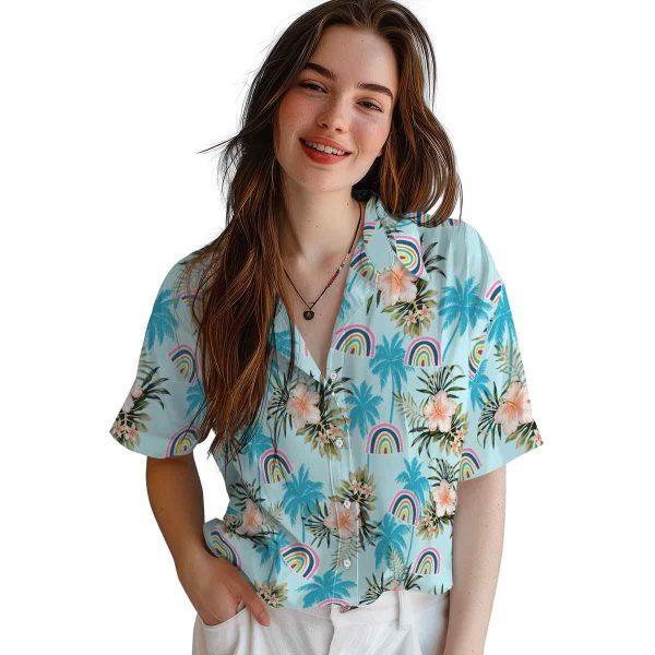 Rainbow Palm Tree Flower Hawaiian Shirt Trendy