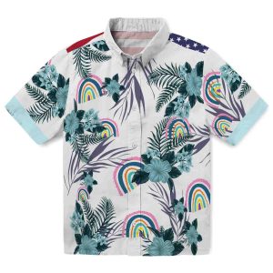 Rainbow Patriotic Hibiscus Design Hawaiian Shirt Best selling