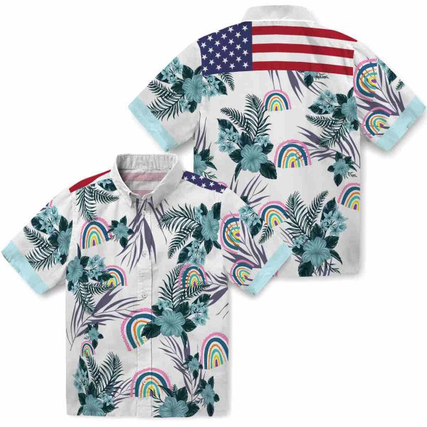 Rainbow Patriotic Hibiscus Design Hawaiian Shirt Latest Model