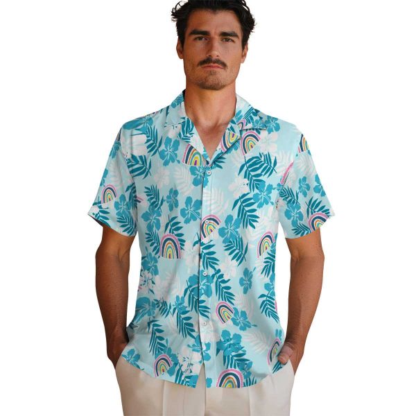 Rainbow Tropical Floral Hawaiian Shirt High quality