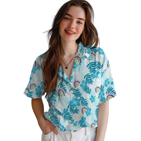 Rainbow Tropical Floral Hawaiian Shirt Trendy