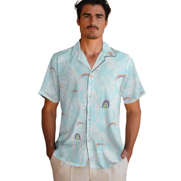 Rainbow Tropical Leaf Hawaiian Shirt High quality