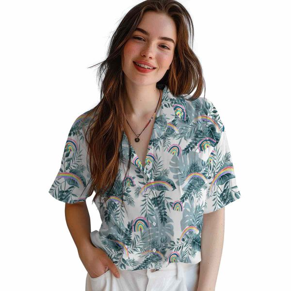 Rainbow Tropical Leaves Hawaiian Shirt Trendy