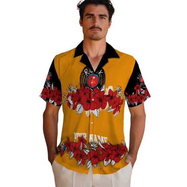 Rock And Roll Hibiscus Stripe Hawaiian Shirt High quality