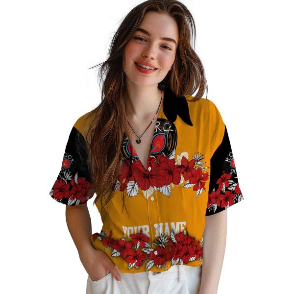 Rock And Roll Hibiscus Stripe Hawaiian Shirt Trendy